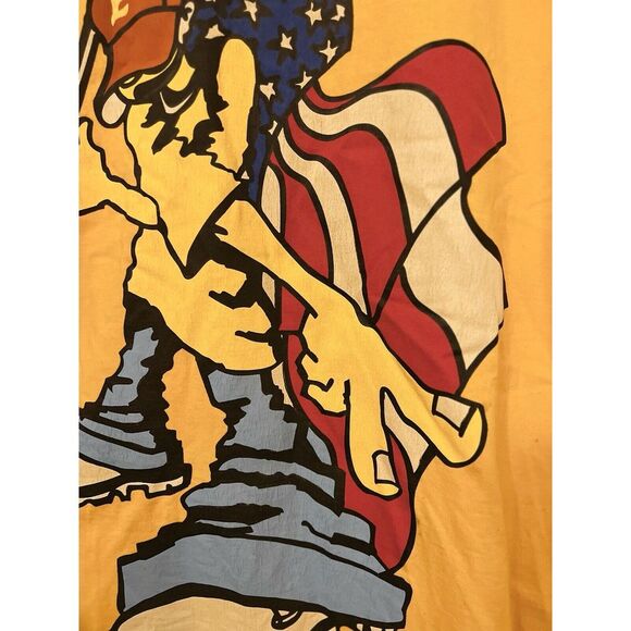 Vintage Paco Jeans Shirt Adult XL Yellow 90s Y2K All Over Print AOP Mens - Picture 7 of 11